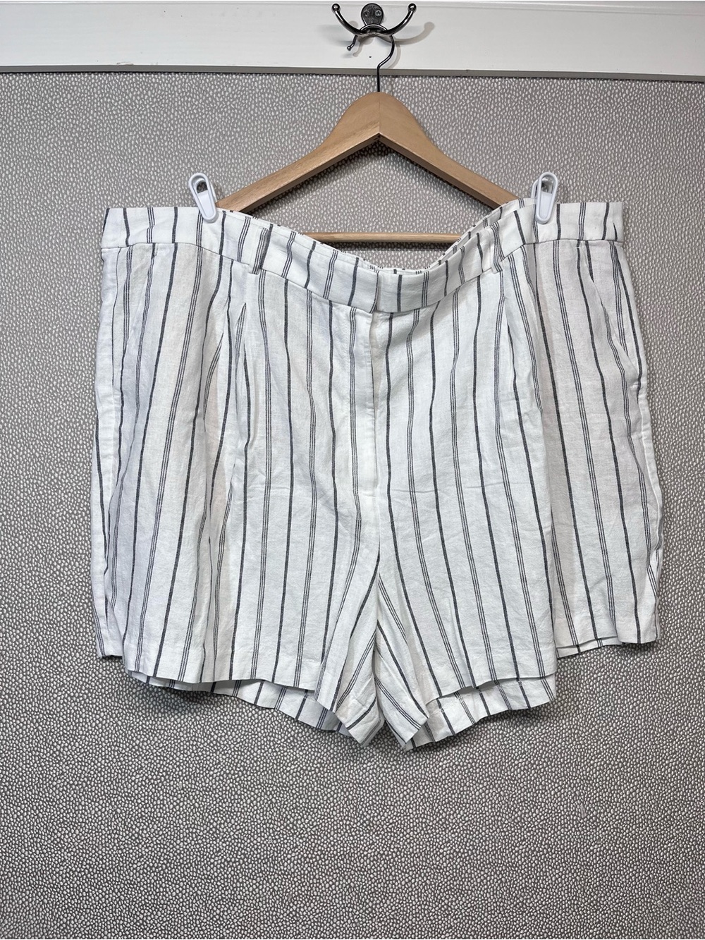 🆕 3X Old Navy Women's White Striped Taylor High-Rise Linen-Blend Shorts NWOT